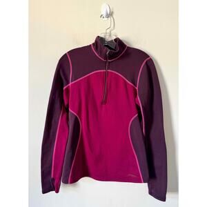 Patagonia Fleece Lined Lightweight Base Layer Top Pink Maroon Size Small